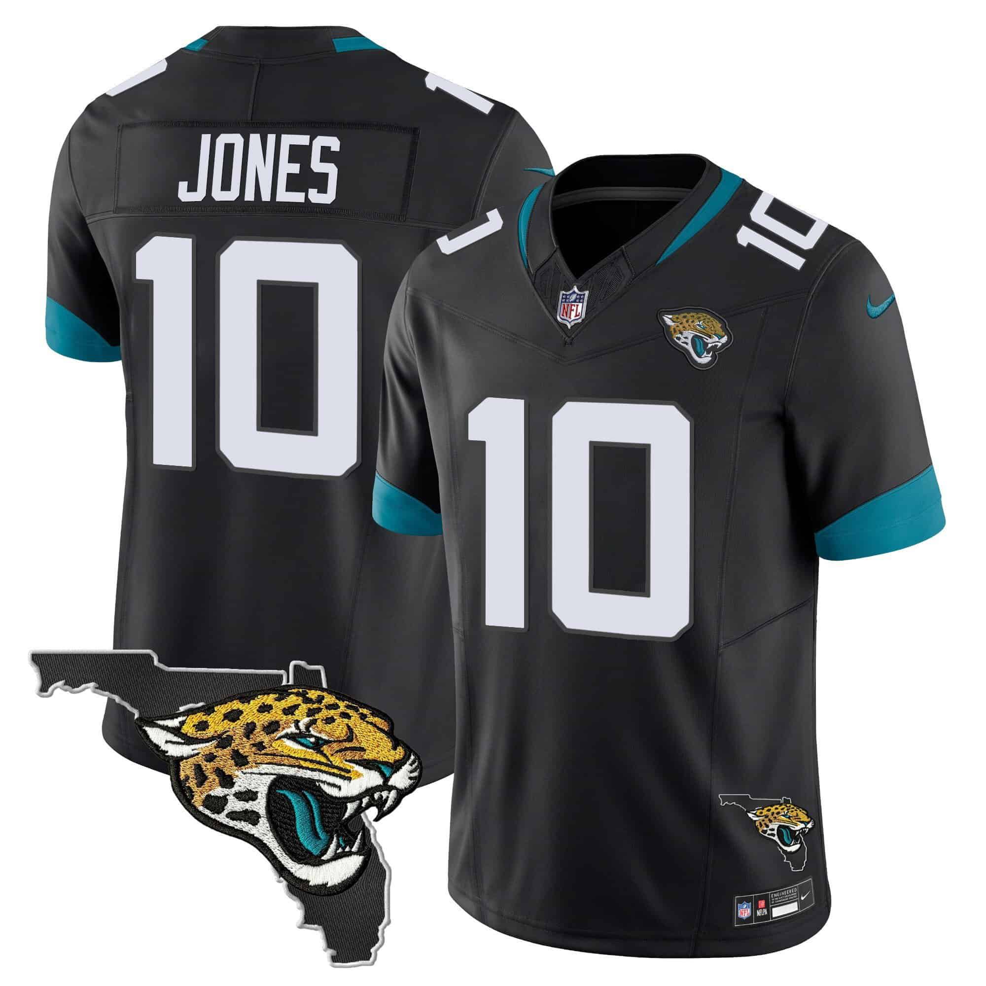 Men Jacksonville Jaguars #10 Jones Black 2024 Nike Florida Patch Vapor NFL Jersey style 1->indianapolis colts->NFL Jersey